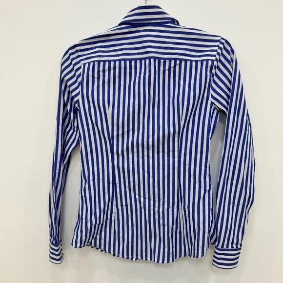 BANANA REPUBLIC Blue Striped Shirt Blouse Button front classic non iron fitted 0 - Picture 6 of 6